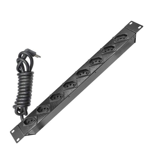 Régua com 8 Tomadas Preto 10A Régua com 8 Tomadas Preto 10A