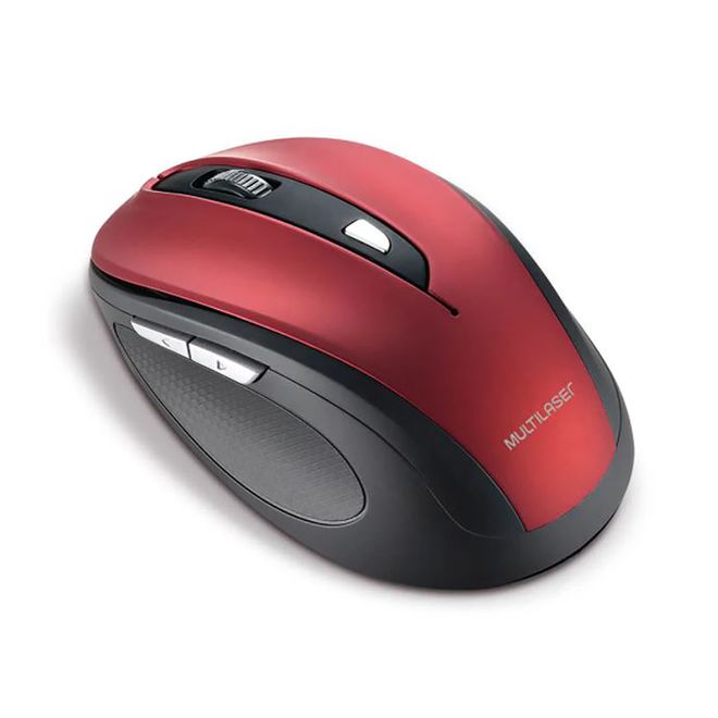 Mouse sem Fio 2.4Ghz Comfort 6 botões vermelho e preto MO239 Multilaser