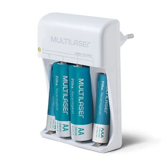Carregador de Pilhas AA/AAA com 4 Pilhas Recarregáveis CB045 Multilaser