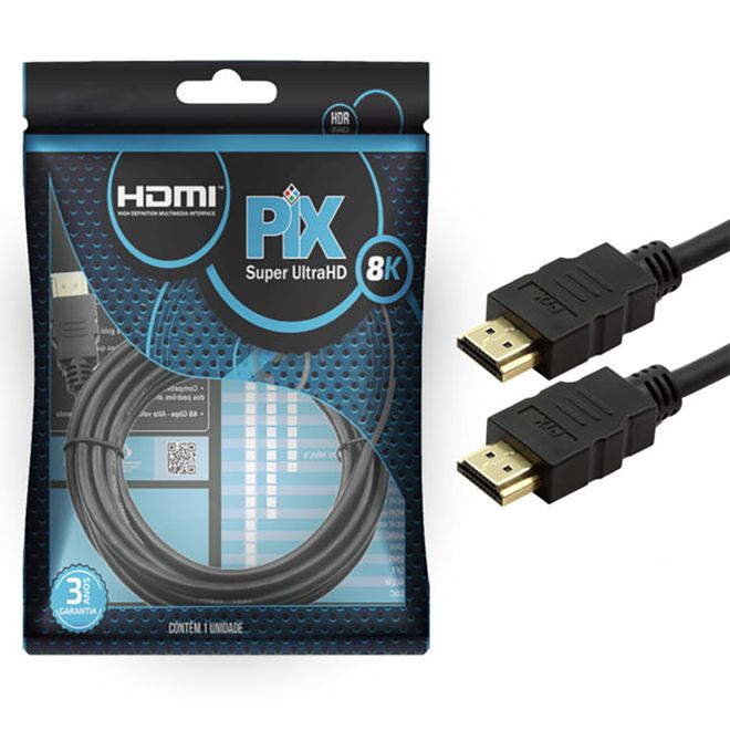 Cabo HDMI Classic 2.1 8K HDR 19 pinos 1,5m Pix Cabo HDMI Classic 2.1 8K HDR 19 pinos 1,5m Pix