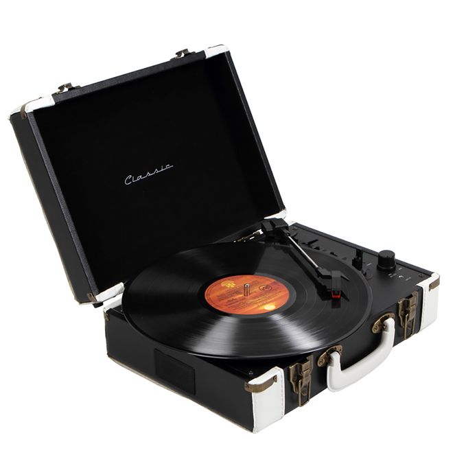 Toca-Discos-de-Vinil-Retro-Preto-Executive-Classic Toca-Discos-de-Vinil-Retro-Preto-Executive-Classic