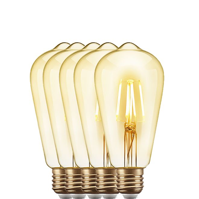 Kit-5-Lampadas-Filamento-LED-4W-Bivolt-ST64-Elgin Kit-5-Lampadas-Filamento-LED-4W-Bivolt-ST64-Elgin