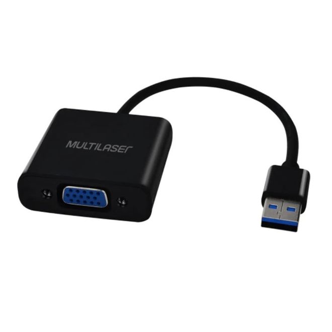 Cabo-Conversor-USB-Macho-x-VGA-Femea-WI348-Multilaser Cabo-Conversor-USB-Macho-x-VGA-Femea-WI348-Multilaser